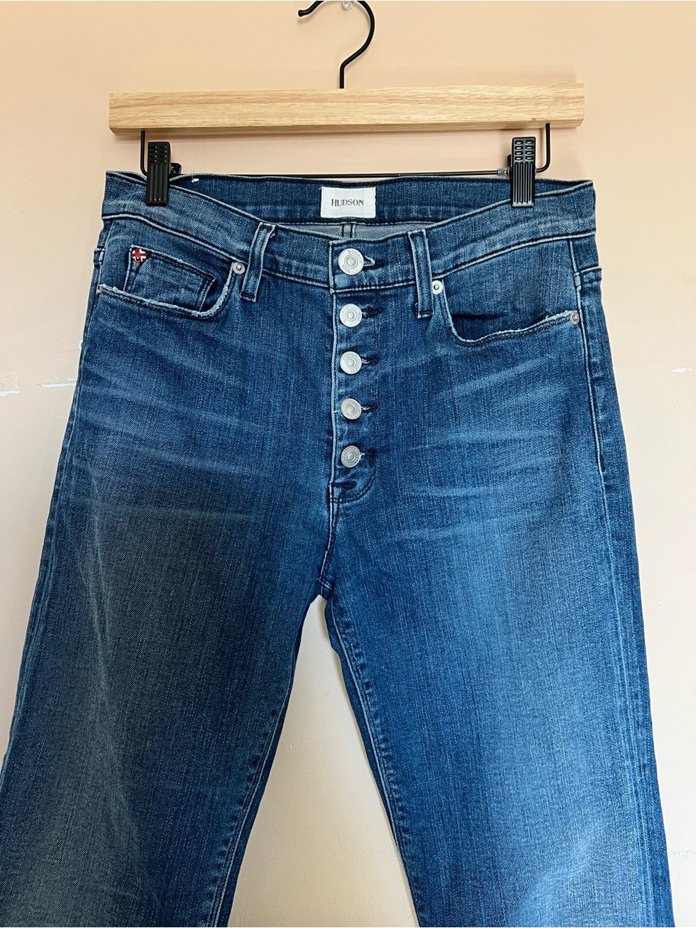 Hudson High-Rise show button flare bottom jeans size 27